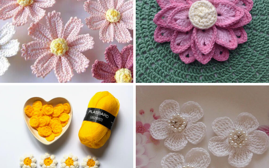 4 Flores de Crochê com Gráfico