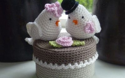 Bolo Casal de Passarinhos Amigurumi