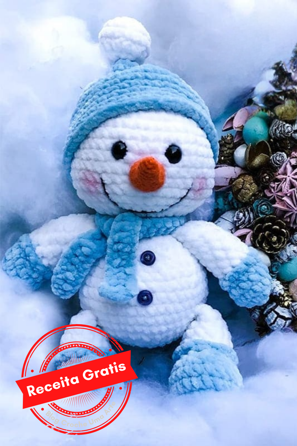 Boneco de Neve Receita Passo a Passo Gratis - Croche Uma Arte