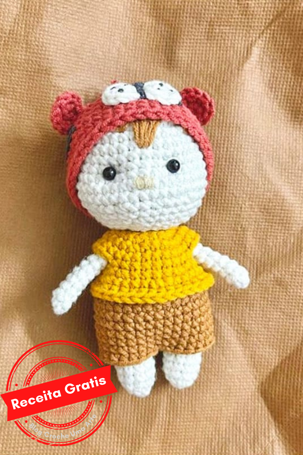 Boneca Criança de Gorro Receita Passo a Passo Amigurumi Gratuita