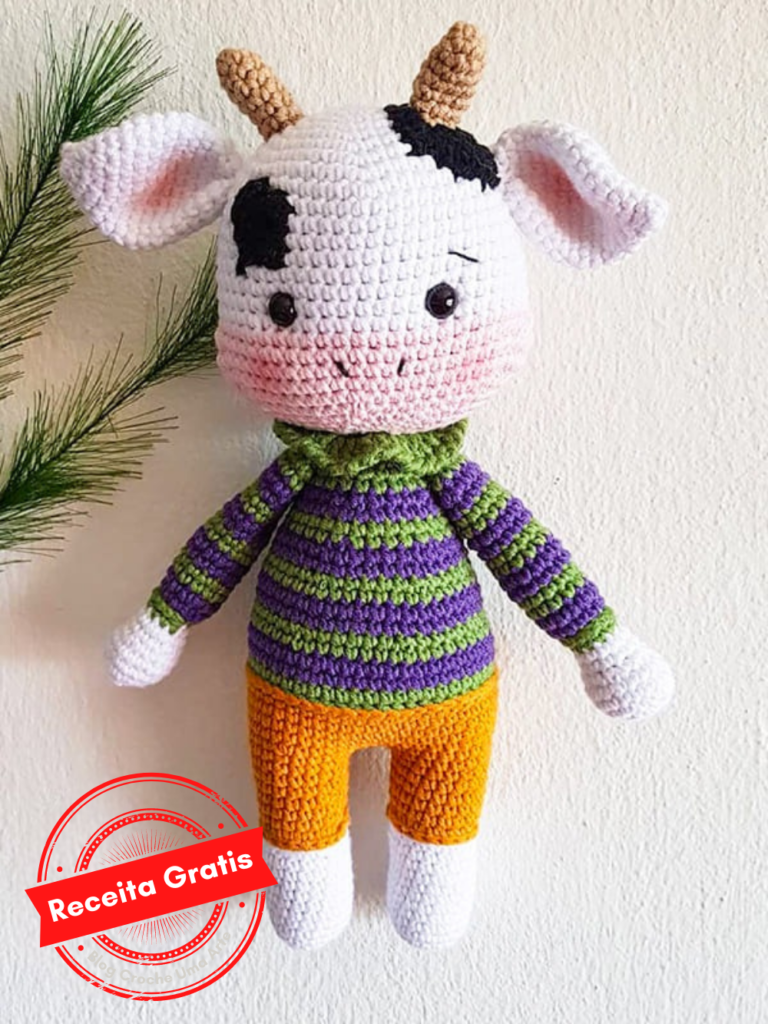 Vaca Fofa de Sueter Amigurumi Receita Passo a Passo