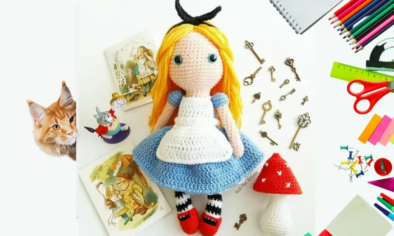 Boneca Alice no País das Maravilhas Amigurumi