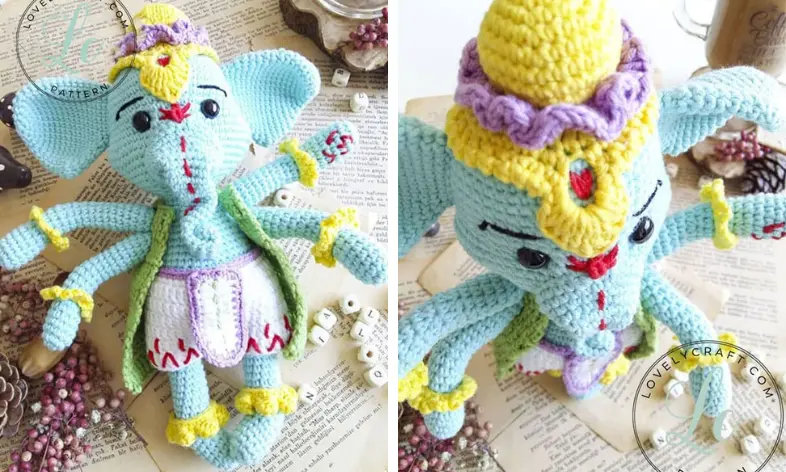 Elefante Ganesha Amigurumi