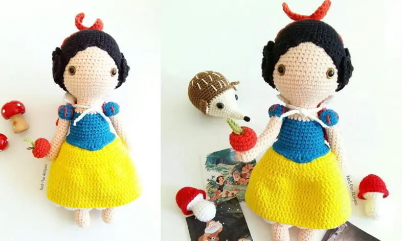 Boneca Princesa Branca de Neve Amigurumi