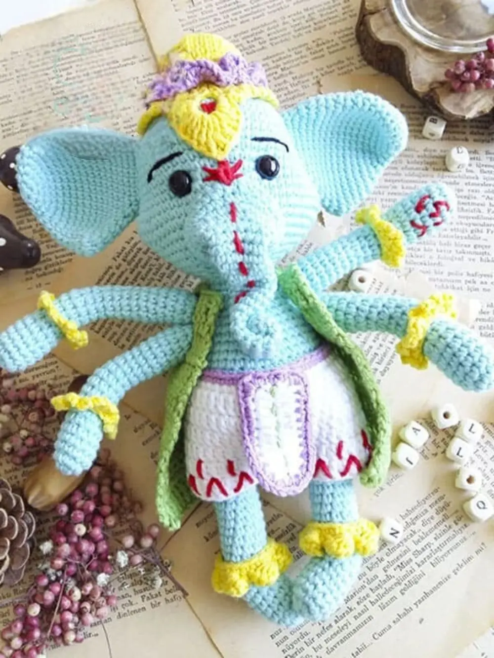 Aprenda a criar um adorável elefante Ganesha amigurumi com esta receita passo a passo de crochê.