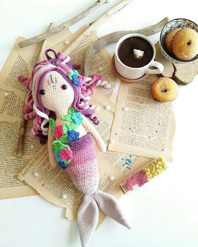 Boneca Sereia Calypso amigurumi