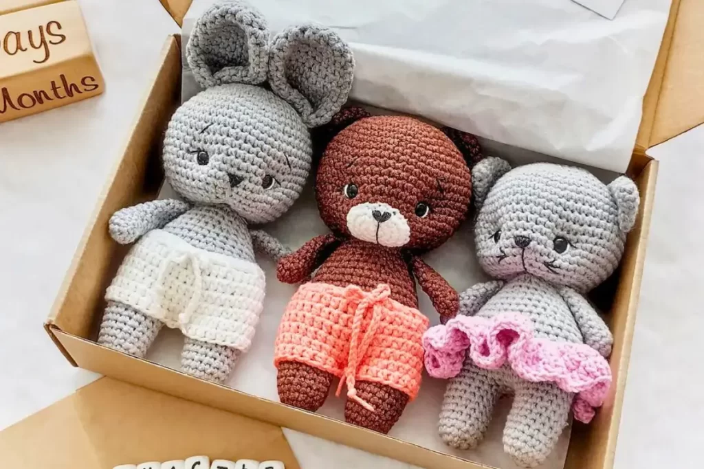 Kit Urso, Gato e Coelho Amigurumi