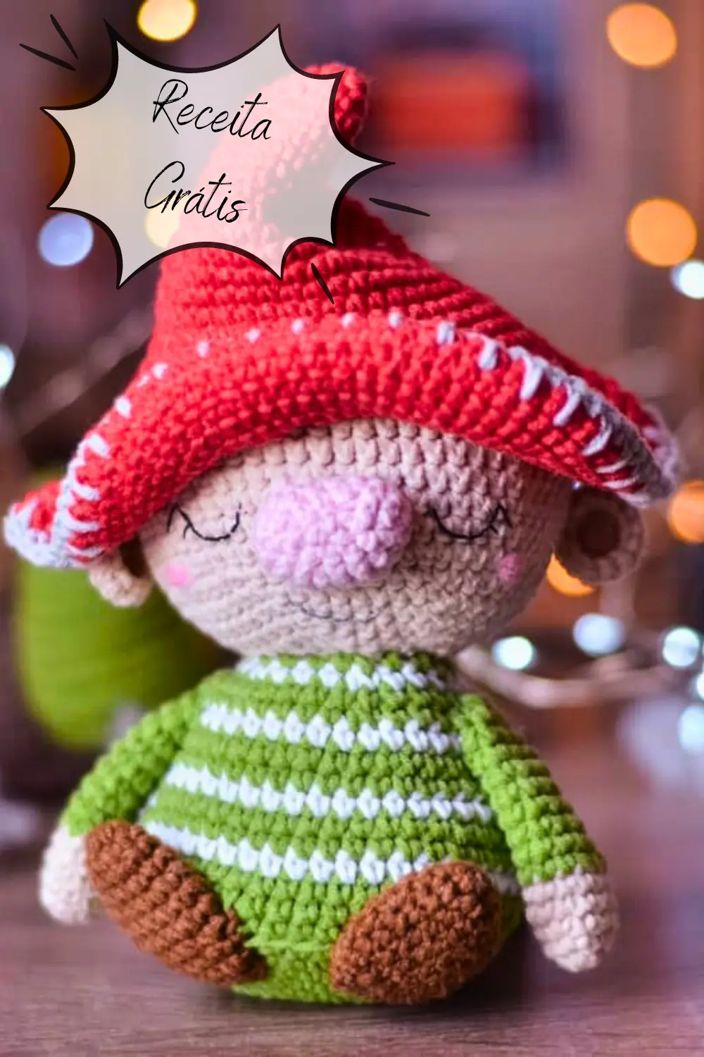 Receita Passo a Passo Gratis Gnomo fofo Amigurumi