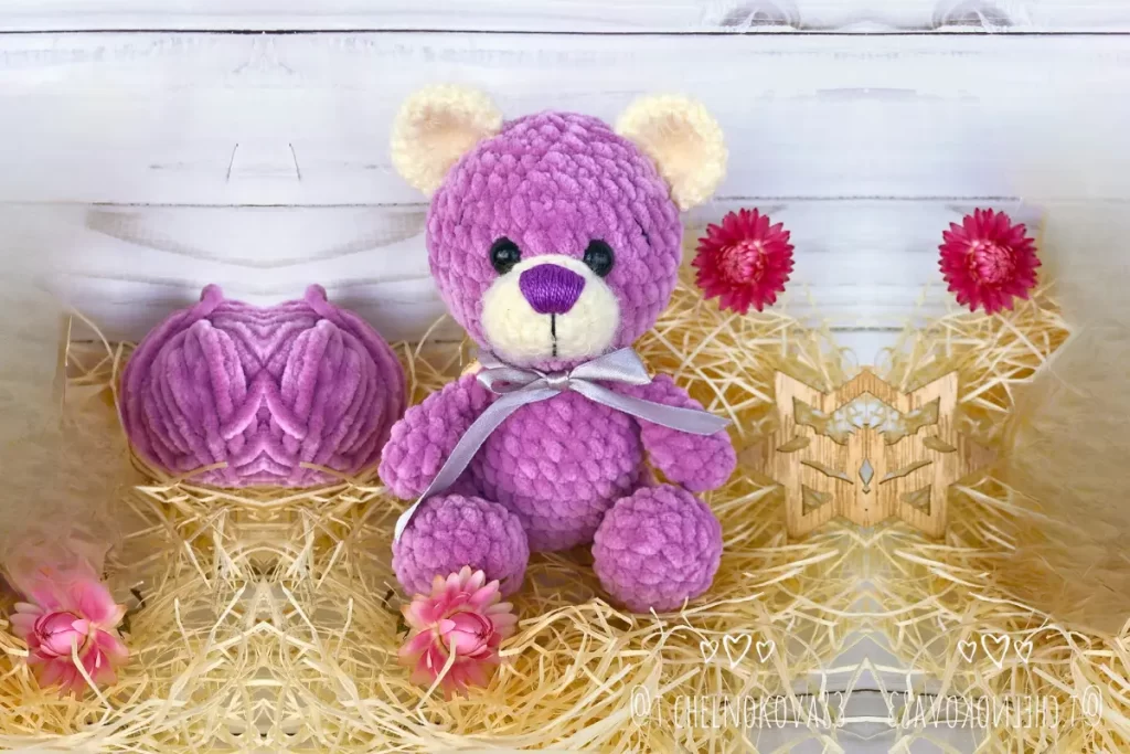 Ursinho Lilas de Pelucia Amigurumi