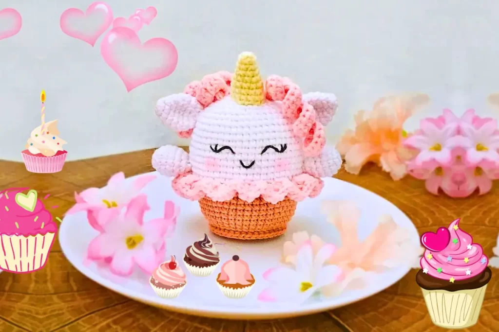 Crochê Unicórnio Cupcake Amigurumi