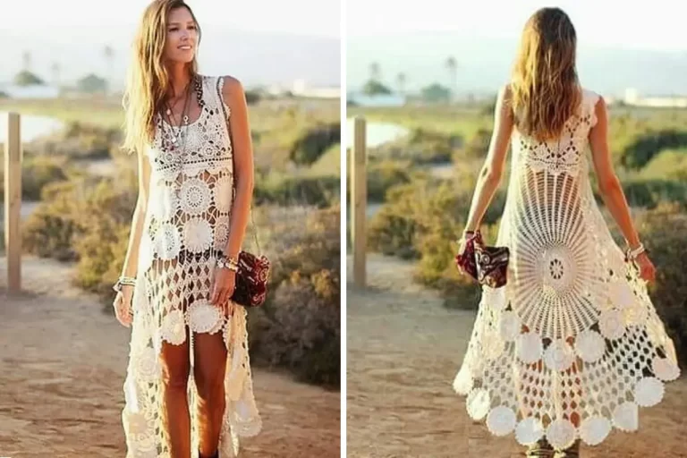 Vestido de Crochê Assimétrico