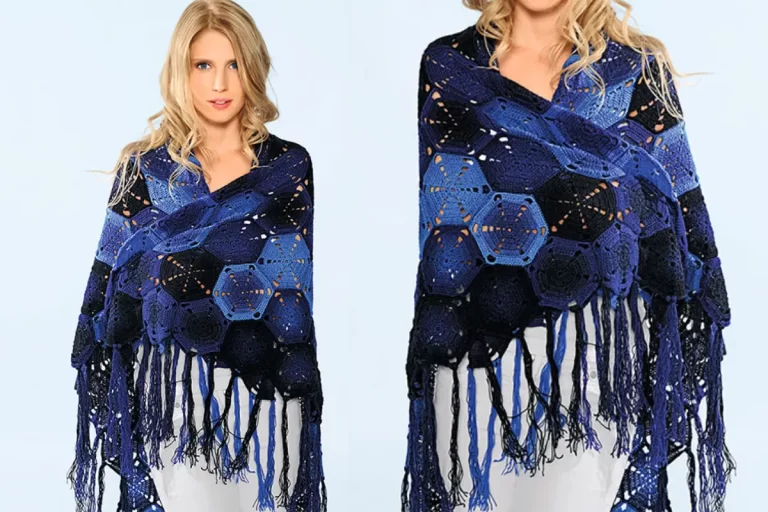 Xale de crochê com motivos (Fácil)