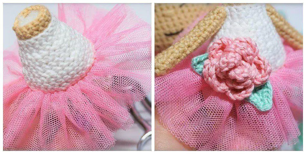 MONTAGEM SAIA TULE DA BONECA ROSE AMIGURUMI