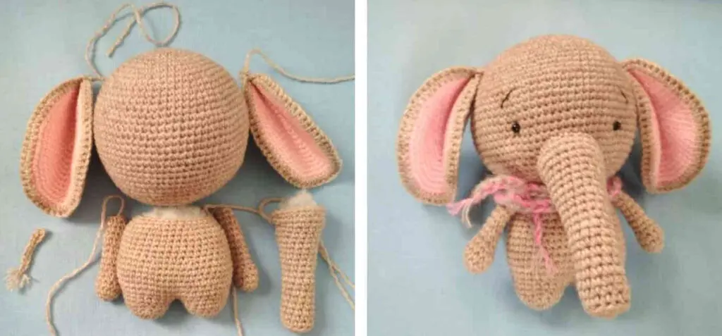 receita passo a passo elefante tine amigurumi