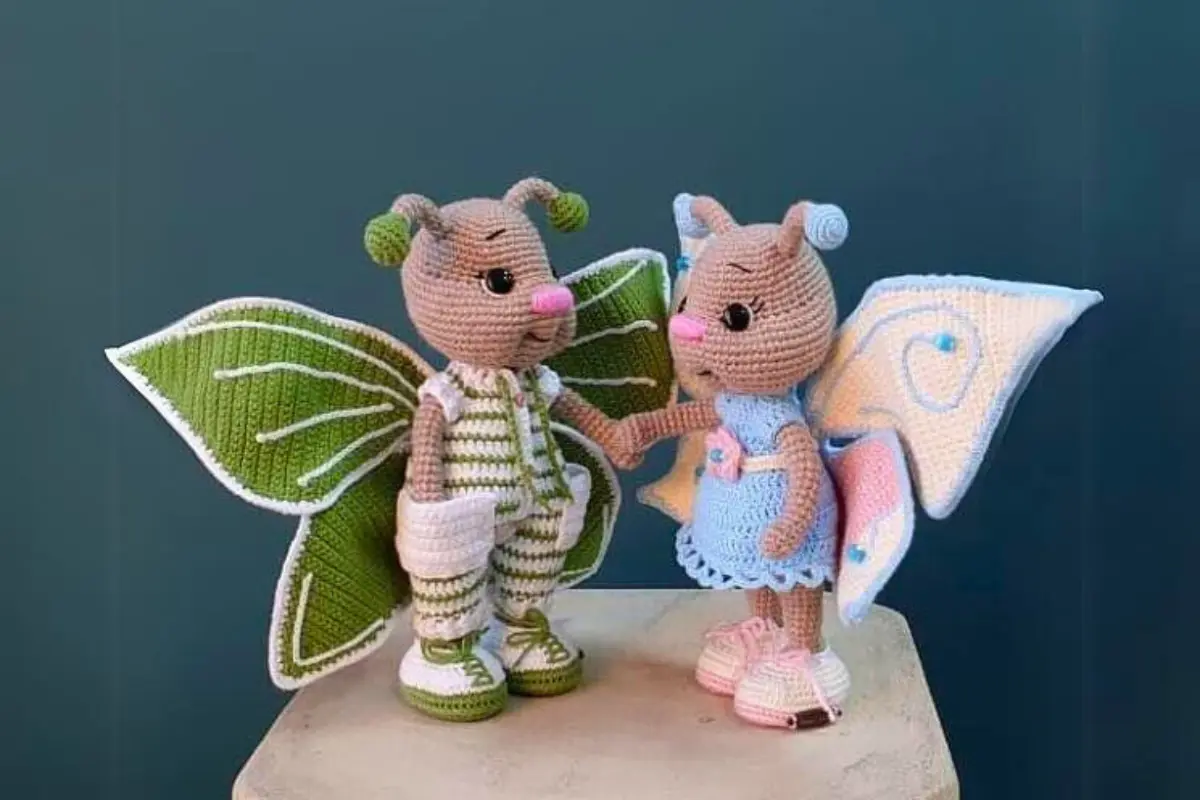 Bella e Benny Borboletas Amigurumi