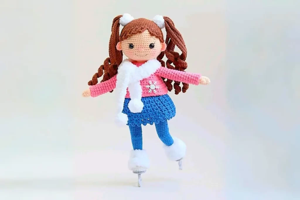 Boneca Patinadora no Gelo Amigurumi