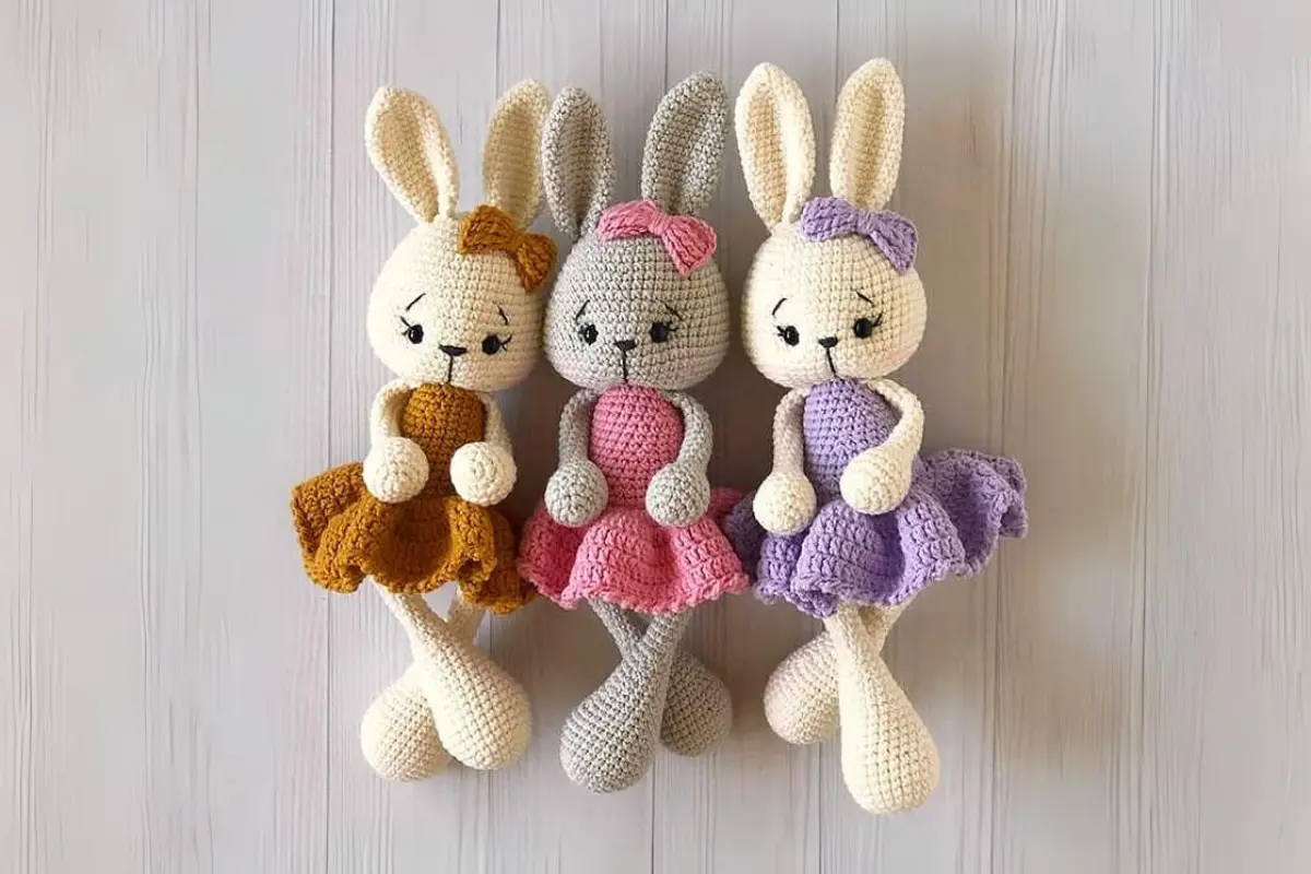 Receita em PDF Coelinhas Fofas Amigurumi