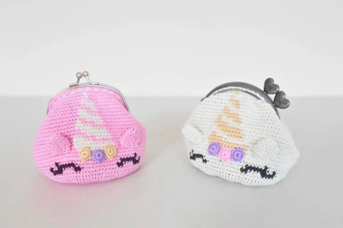 Portas Moedas Unicornio de Crochê