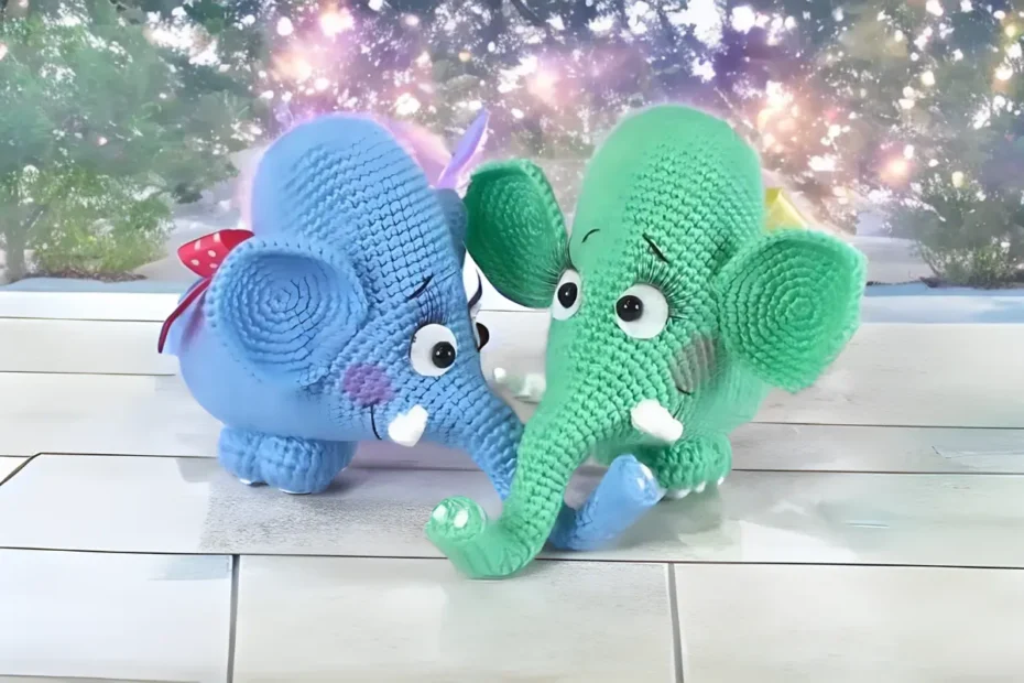 Casal Elefantes Coração Amigurumi