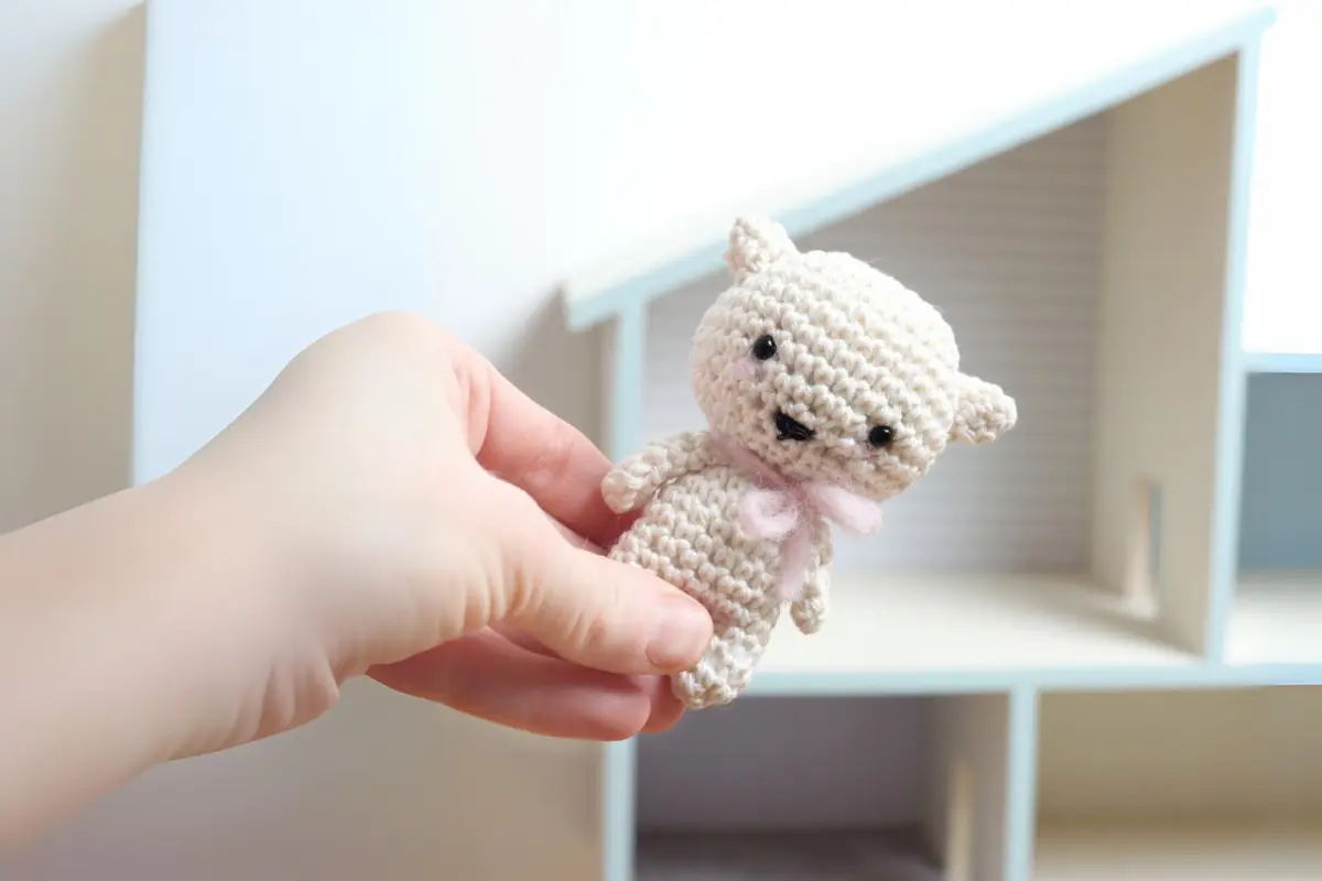Chaveiro Gatinho Branco Amigurumi