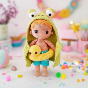 Receita Boneca com Fantasia de Sapinho e Boia de Patinho Amigurumi PDF