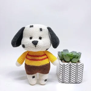 Receita Cachorrinho Manchado com Blusa Listrada Amigurumi PDF