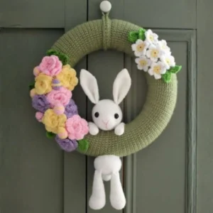 Receita Guirlanda de Coelhinho com Flores em Crochê PDF
