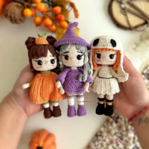 Receita Kit 3 Bonecas de Halloween Amigurumi PDF