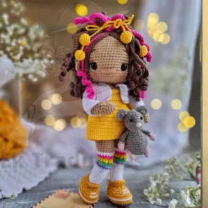 Receita Boneca com Ratinho Amigurumi PDF – Kit 2 Peças
