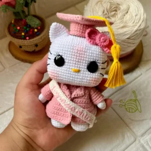 Receita Gatinha Branca com Laço Rosa Amigurumi PDF