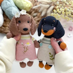 Receita Kit 2 Cachorrinhos Salsicha Amigurumi PDF