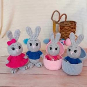 Receita Kit 2 Coelhinhos de Páscoa Amigurumi PDF