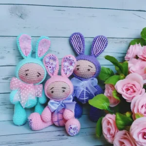 Receita Kit 3 Bonequinhos Coelhinhos Amigurumi PDF