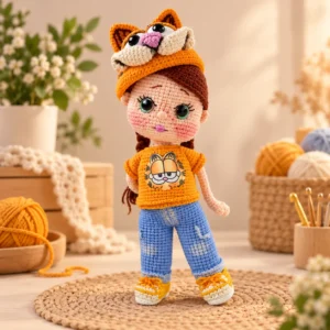 Receita Amigurumi em PDF: Boneca Garfield