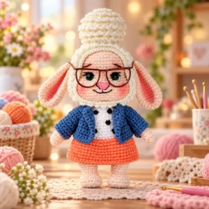 Receita Amigurumi em PDF: Coelhinha de Óculos