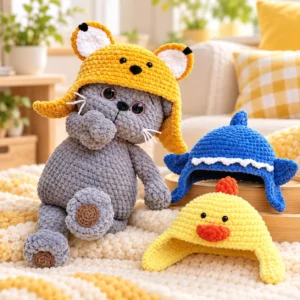 Receita Amigurumi em PDF: Gatinho com Toucas