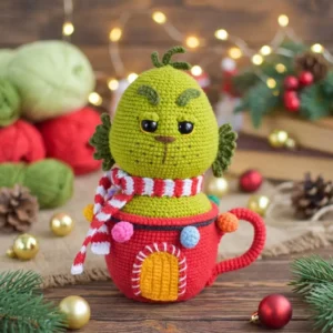 Receita Amigurumi em PDF: Grinch na Xícara