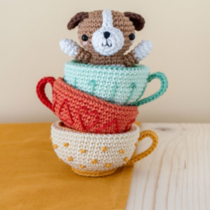 Receita Cachorrinho nas Xícaras Empilhadas Amigurumi PDF