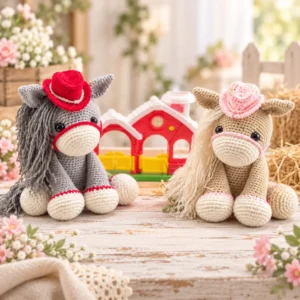 Receita Kit 2 Cavalinhos com Chapéu Amigurumi PDF