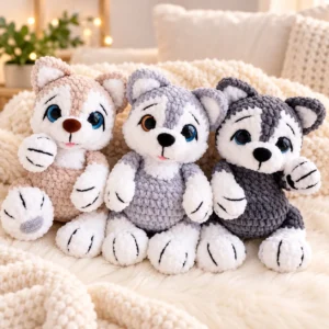 Receita Kit 3 Cachorrinhos Husky Amigurumi PDF