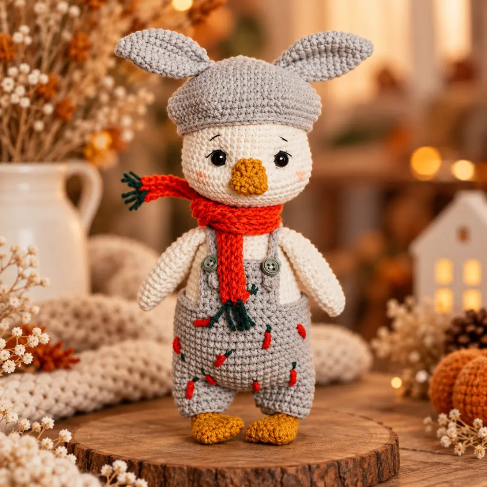 Receita Patinho com Touca de Coelhinho Amigurumi PDF