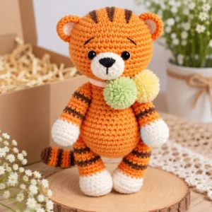 Receita Tigrezinho com Cachecol de Pompom Amigurumi PDF