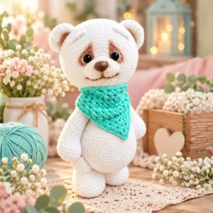 Receita Ursinho Branco com Lenço Amigurumi PDF